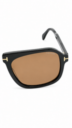 Tom Ford Falconer-02 FT0884 01H Aviator Sunglasses – Shiny Black Frame with Brown Lenses