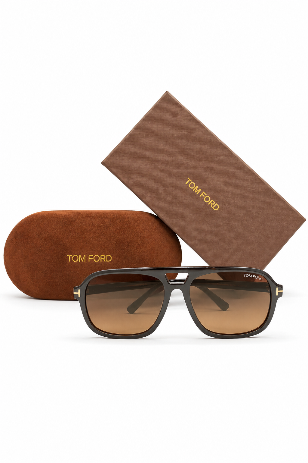 Tom Ford Falconer-02 FT0884 01H Aviator Sunglasses – Shiny Black Frame with Brown Lenses