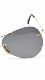 Ray-Ban Style Gold Rimless Aviator Sunglasses with Dark Grey Lenses