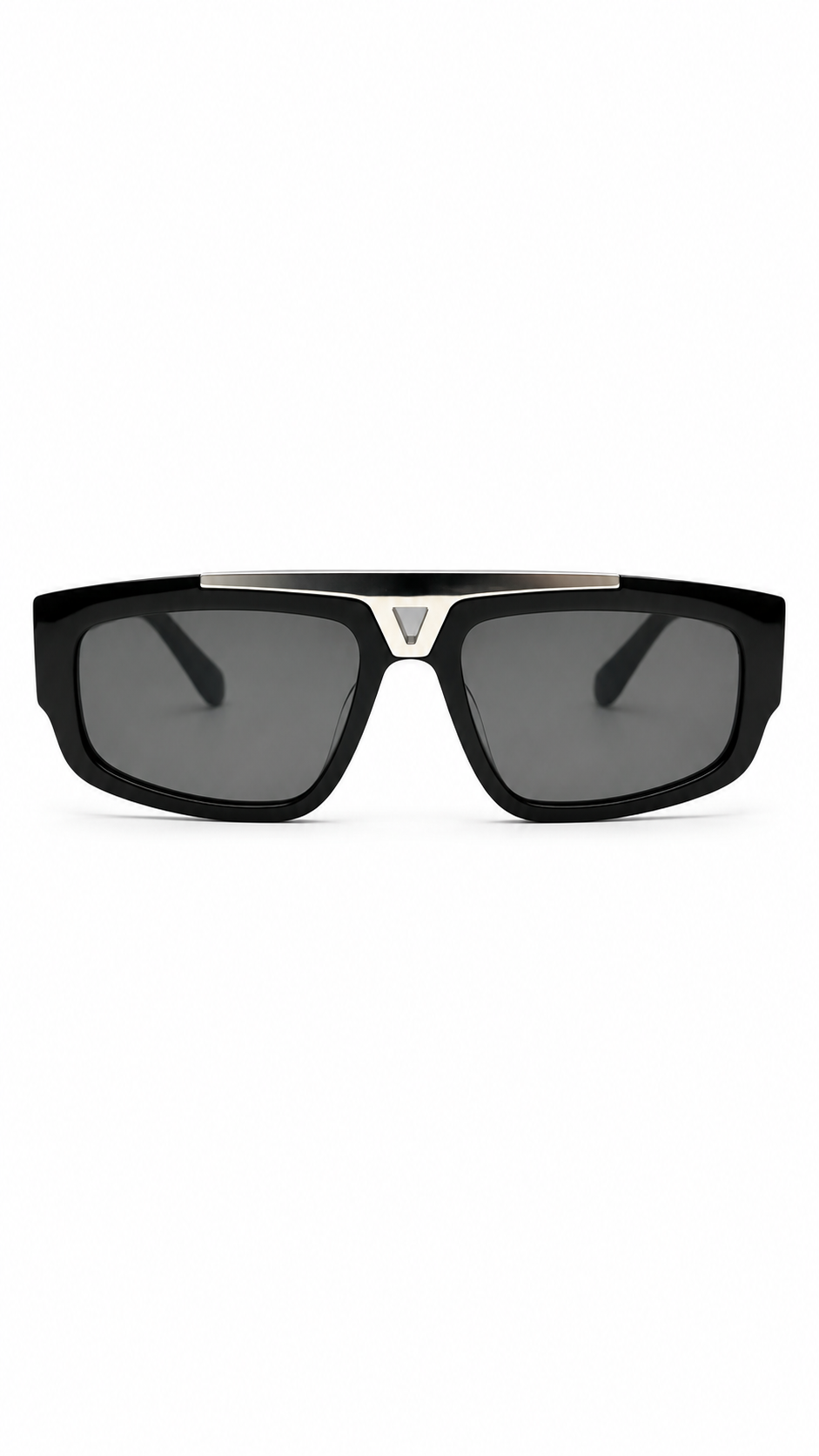 Louis Vuitton Z1950U Black Cyclone Sunglasses with Silver V Detail