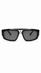 Louis Vuitton Z1950U Black Cyclone Sunglasses with Silver V Detail