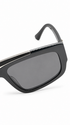 Louis Vuitton Z1950U Black Cyclone Sunglasses with Silver V Detail