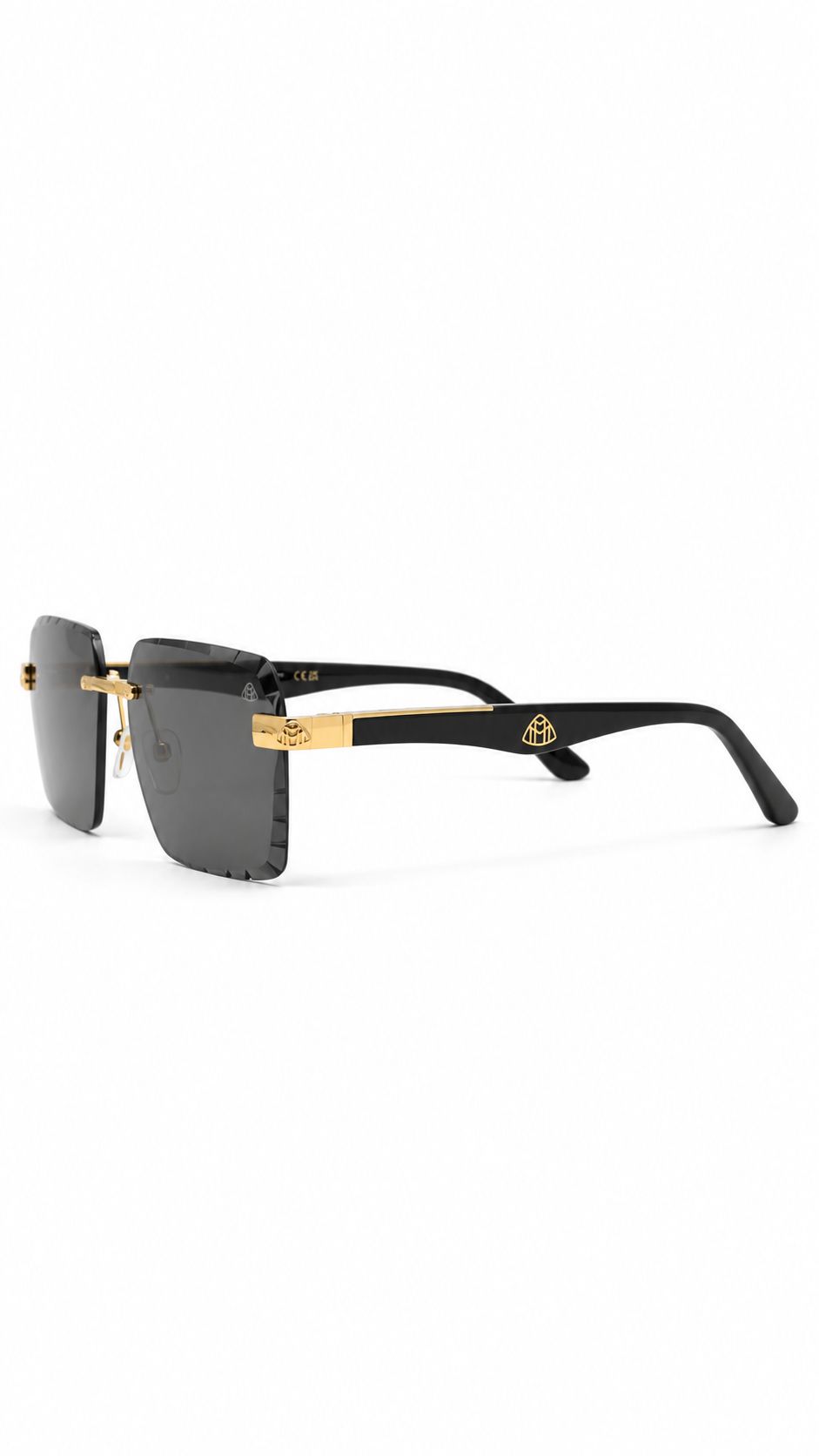 Maybach UP-RBL-Z067 Gold Rimless Square Sunglasses – Diamond-Cut Lenses