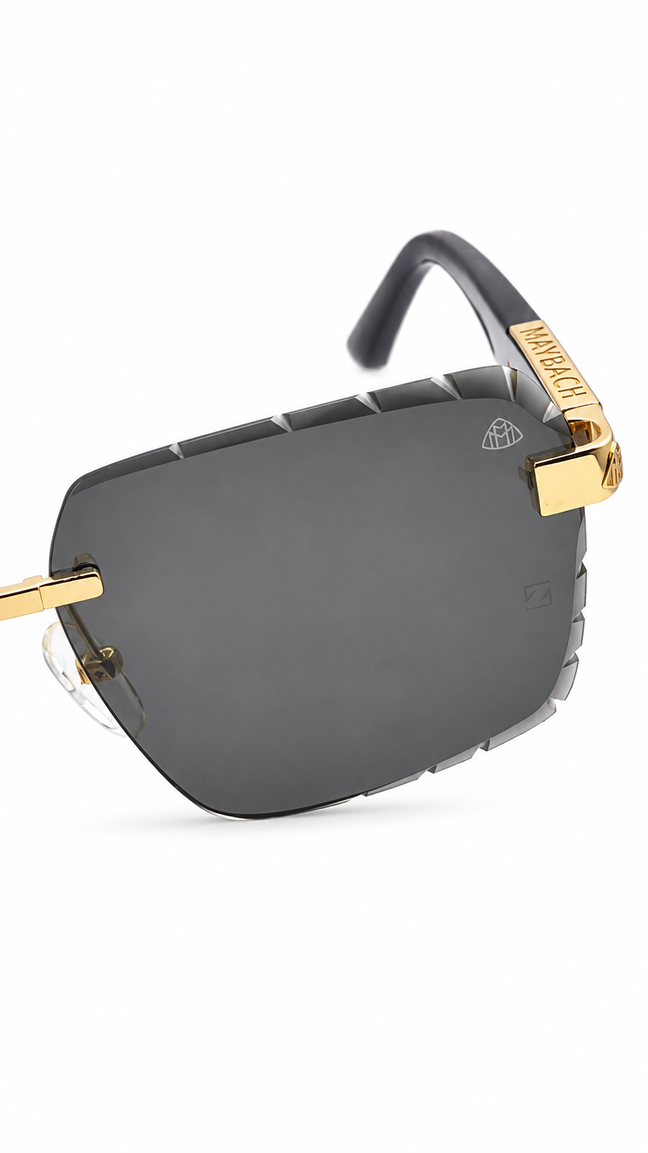 Maybach UP-RBL-Z067 Gold Rimless Square Sunglasses – Diamond-Cut Lenses
