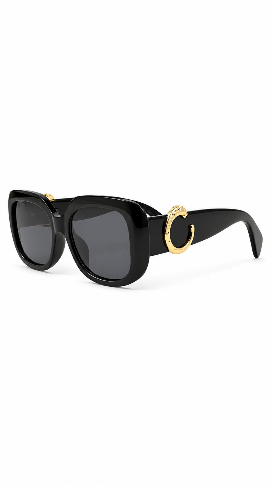 Chanel 5242 Black Square Sunglasses with Gold CC Logo Hinges