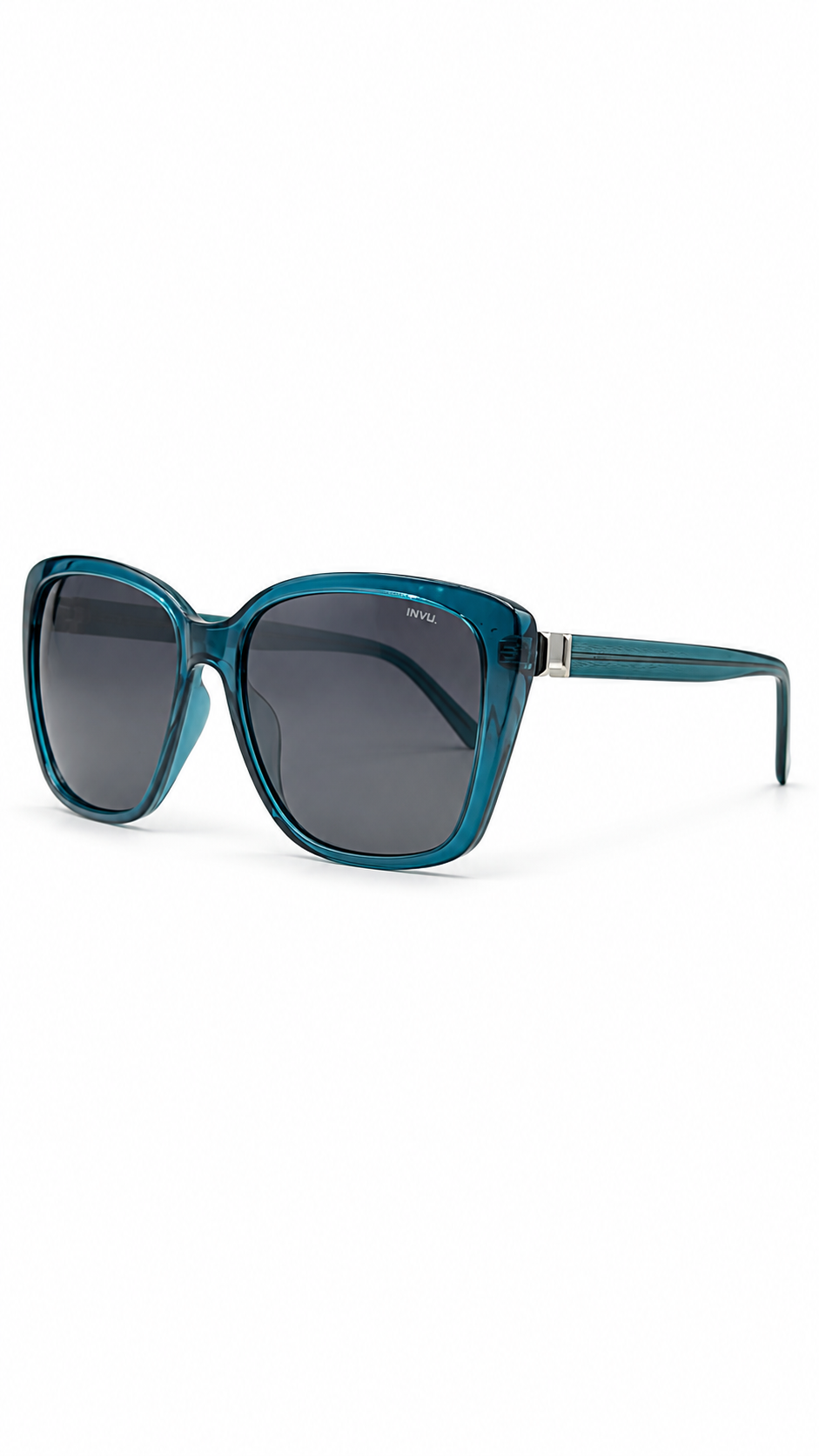 INVU Swiss Eyewear Translucent Teal Square Sunglasses