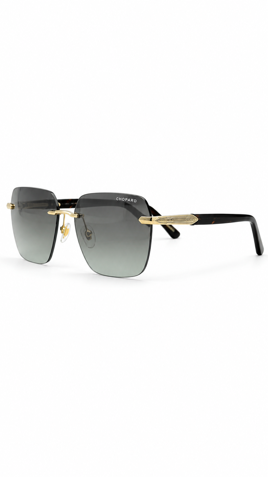 Chopard SCHG-62 Co.05 Gold & Havana Rimless Square Sunglasses