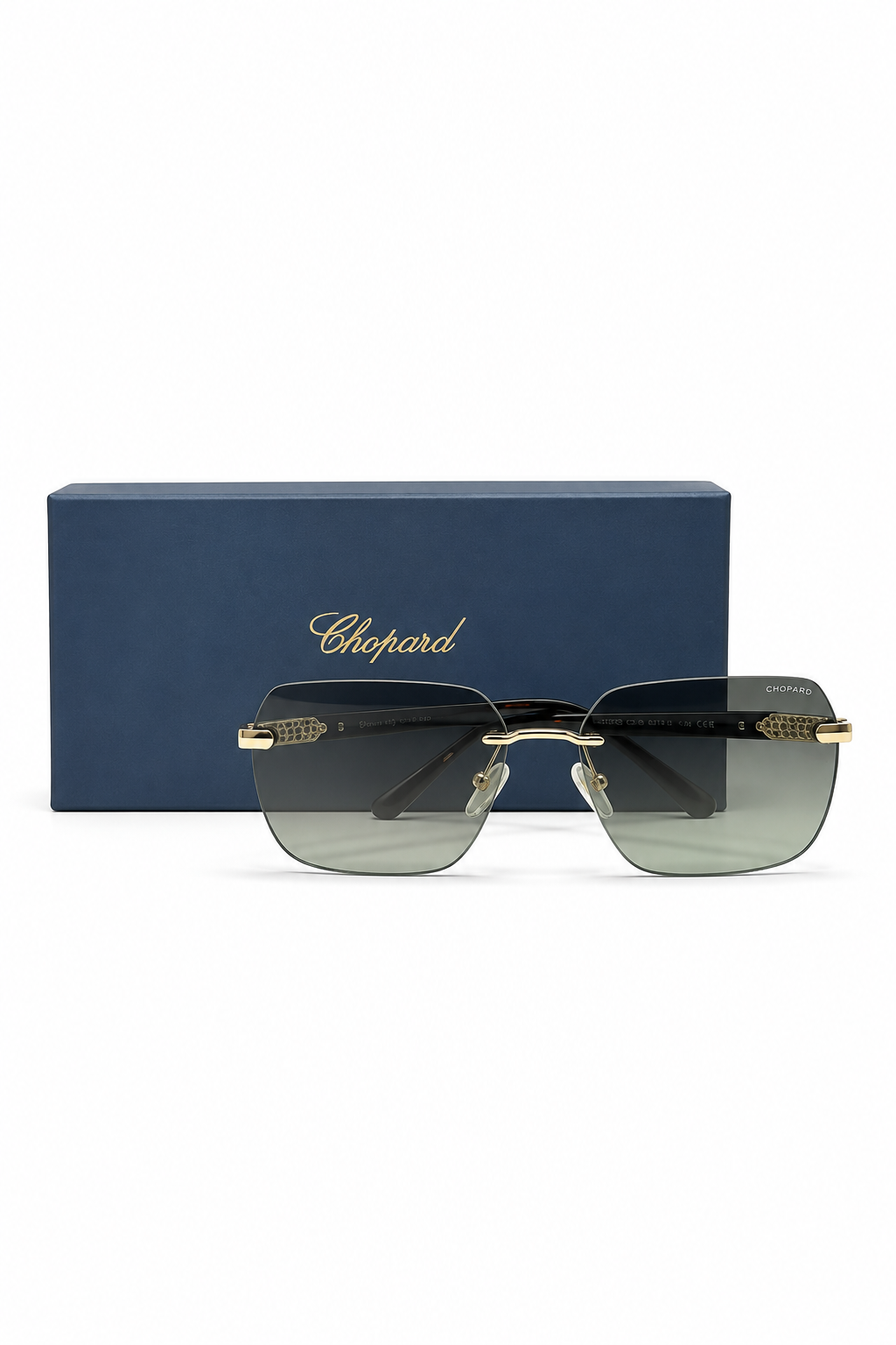 Chopard SCHG-62 Co.05 Gold & Havana Rimless Square Sunglasses