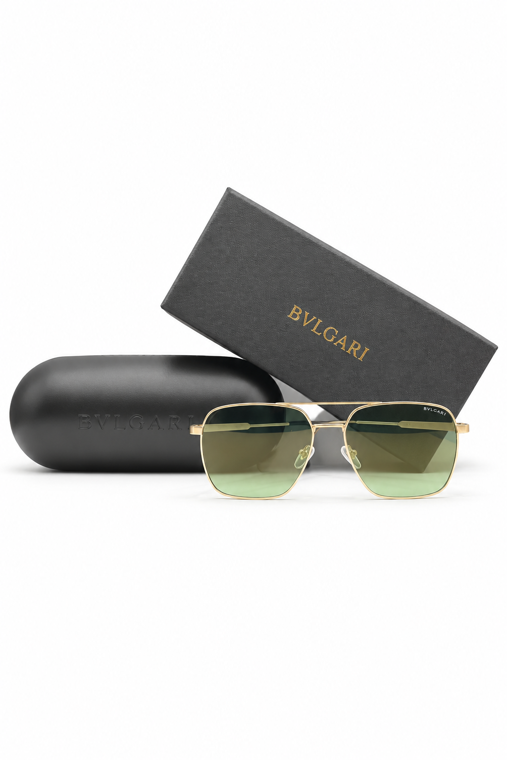 Bvlgari BV 40019 Co.05 Gold Square Aviator Sunglasses