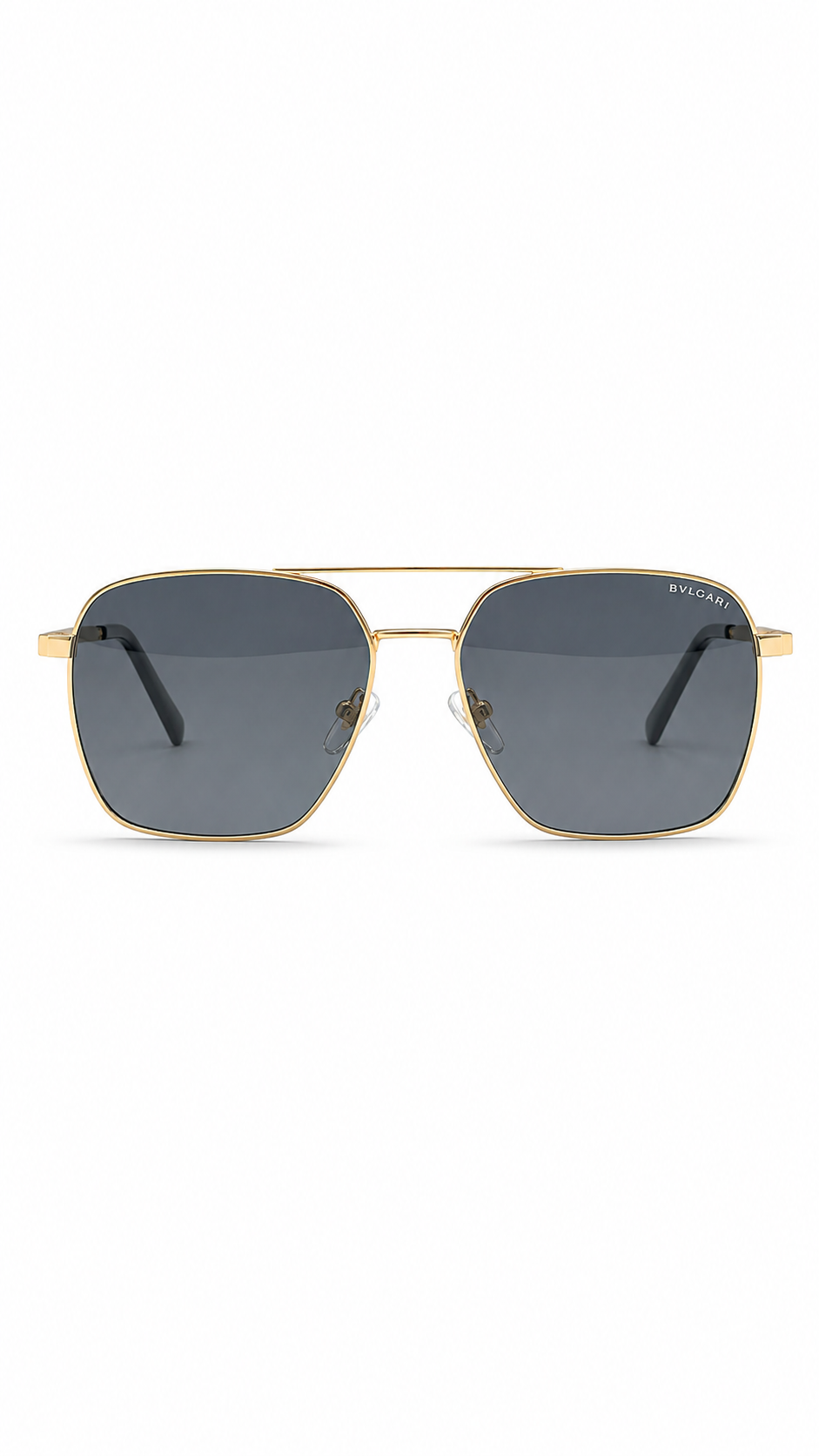 Bvlgari BV 40019 Co.05 Gold Square Aviator Sunglasses – Grey Lenses