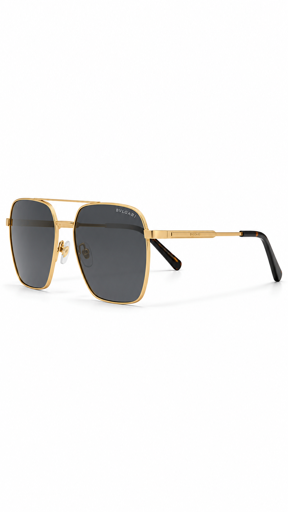 Bvlgari BV 40019 Co.05 Gold Square Aviator Sunglasses – Grey Lenses