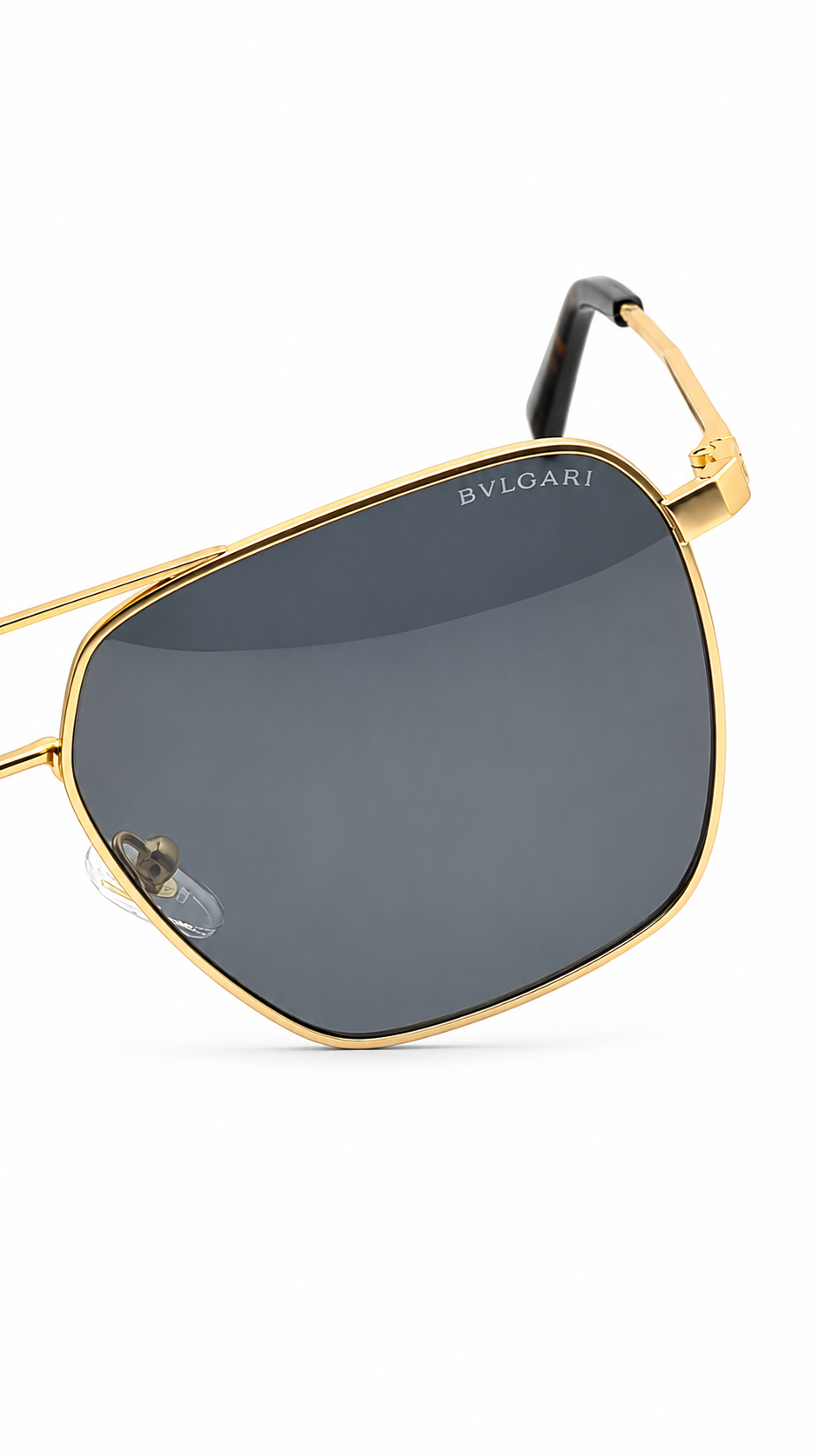 Bvlgari BV 40019 Co.05 Gold Square Aviator Sunglasses – Grey Lenses