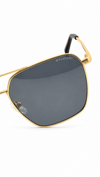 Bvlgari BV 40019 Co.05 Gold Square Aviator Sunglasses – Grey Lenses