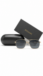 Bvlgari BV 40019 Co.05 Gold Square Aviator Sunglasses – Grey Lenses