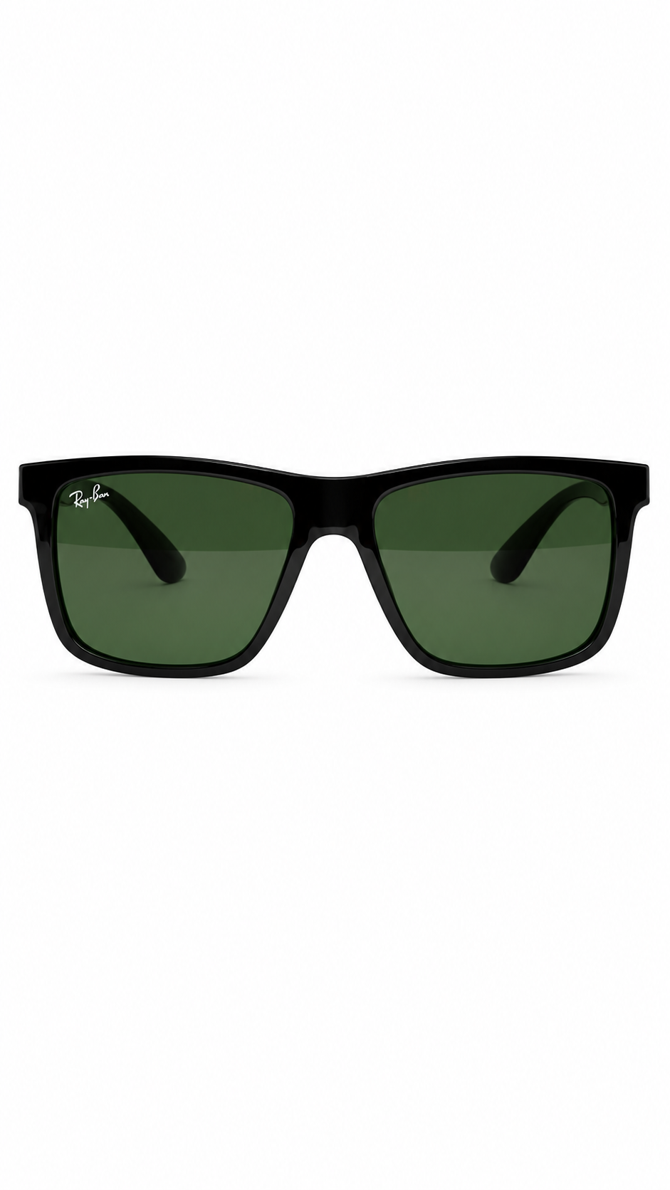 Ray-Ban 8357 Black Rectangular Sunglasses with Classic Green Lenses (52mm)