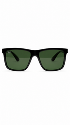 Ray-Ban 8357 Black Rectangular Sunglasses with Classic Green Lenses (52mm)