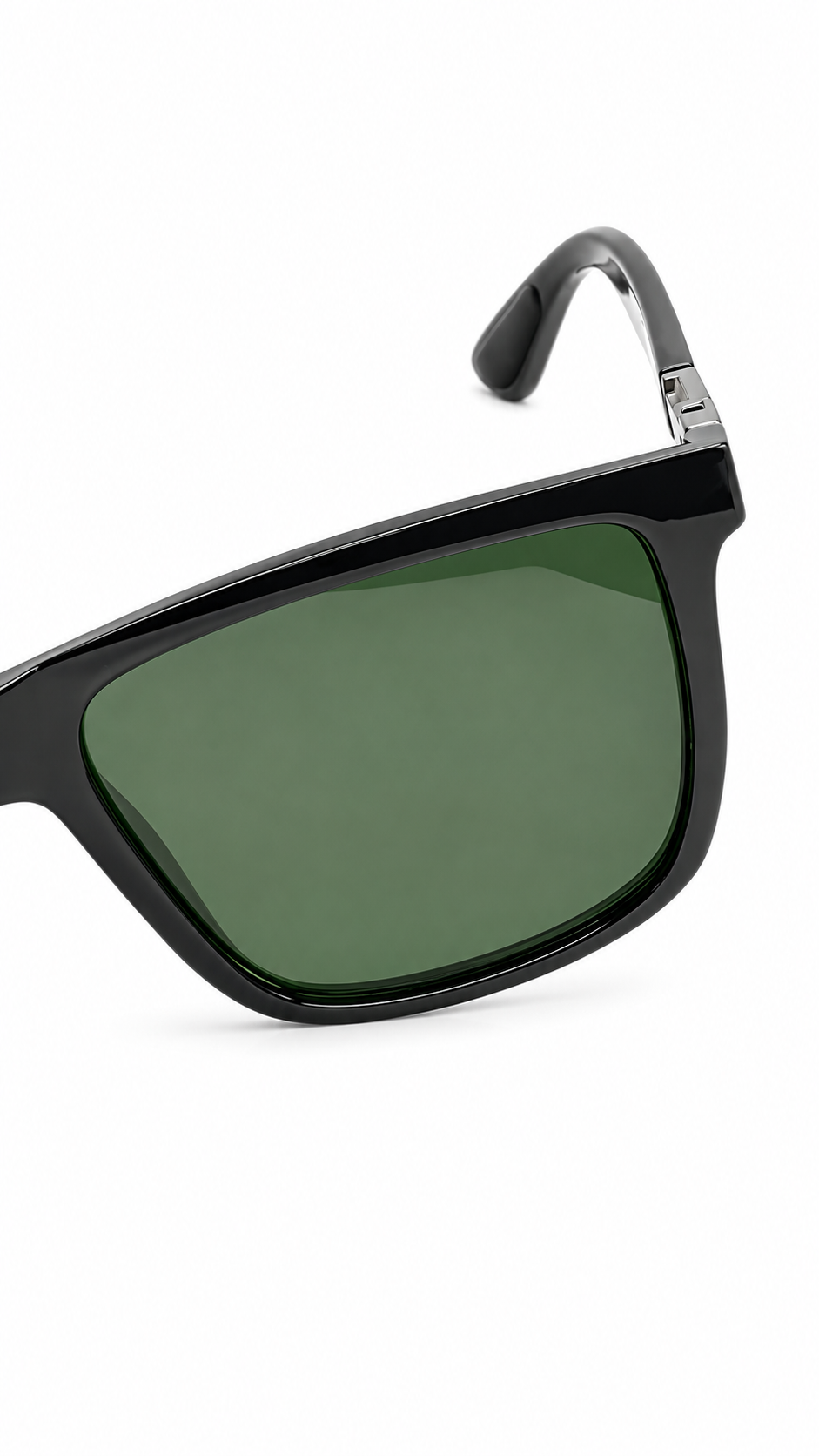 Ray-Ban 8357 Black Rectangular Sunglasses with Classic Green Lenses (52mm)