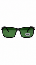 Persol 2806 Glossy Black Rectangular Sunglasses – Green Lenses (58mm)