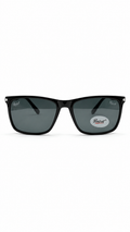 Persol 3010 Glossy Black Rectangular Sunglasses – Dark Grey Lenses (53mm)