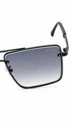 Prada 2051 C1 Black Double Bridge Navigator Sunglasses – Gradient Grey Lenses (62mm)