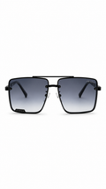 Prada 2051 C1 Black Double Bridge Navigator Sunglasses – Gradient Grey Lenses (62mm)