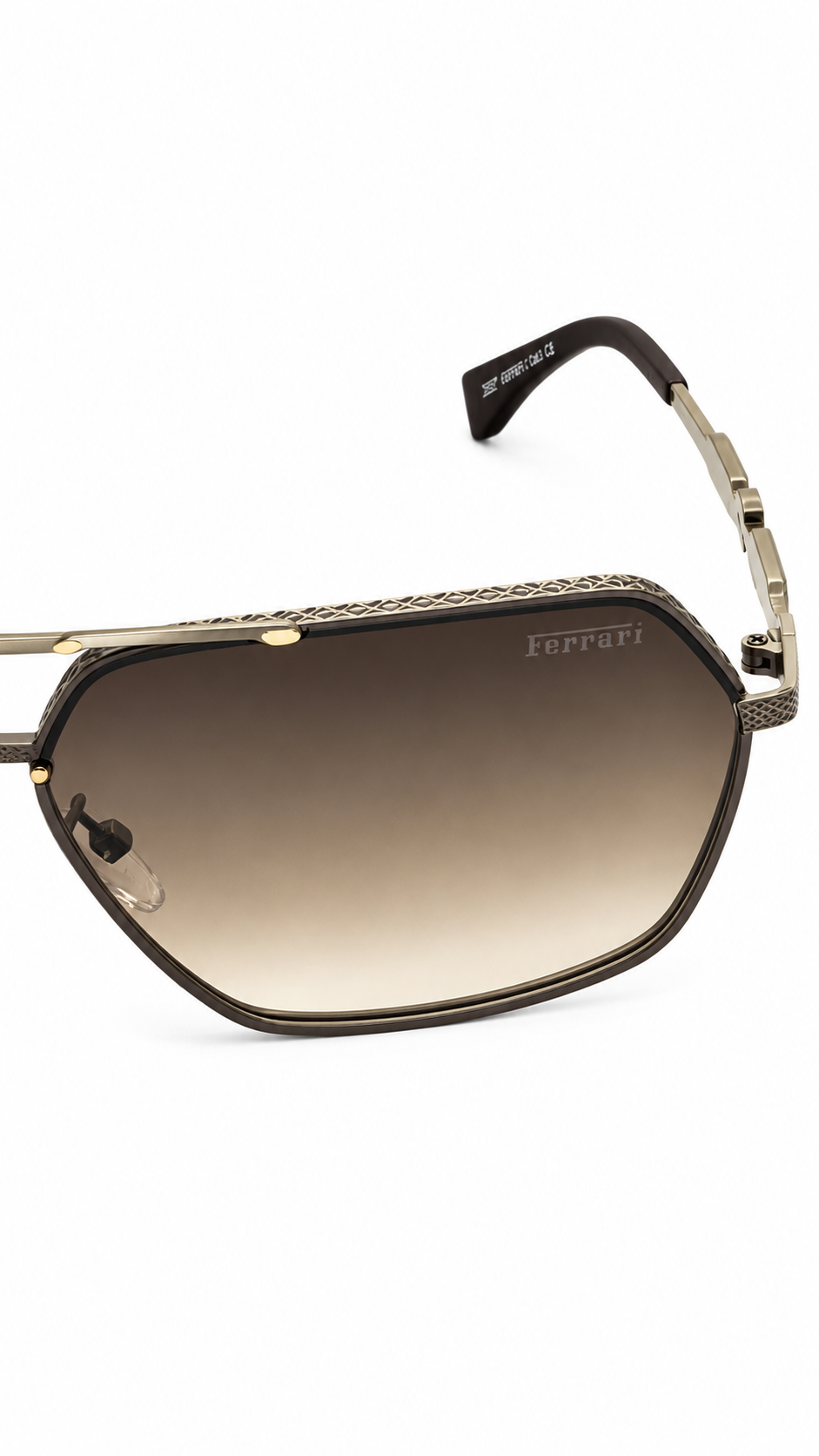 Ferrari 3527 C2 Double Bridge Navigator Sunglasses – Gradient Brown Lenses