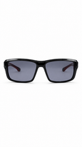 specsaver Glossy Black Sport Rectangular Sunglasses – Grey Lenses