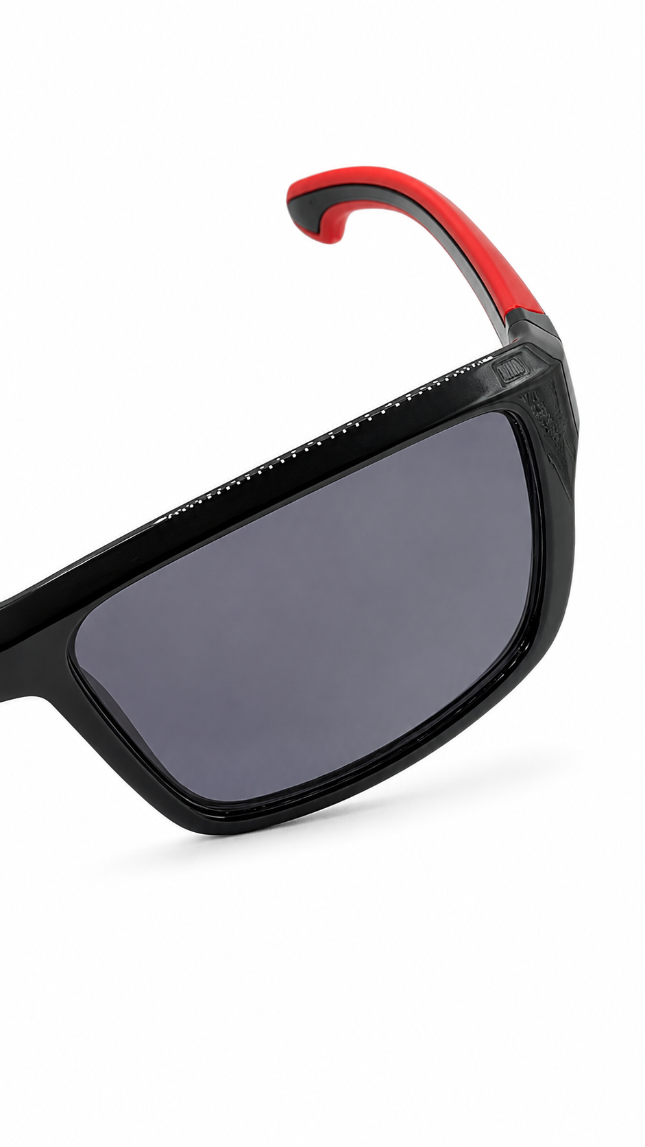 specsaver Glossy Black Sport Rectangular Sunglasses – Grey Lenses