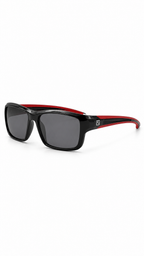 specsaver Glossy Black Sport Rectangular Sunglasses – Grey Lenses