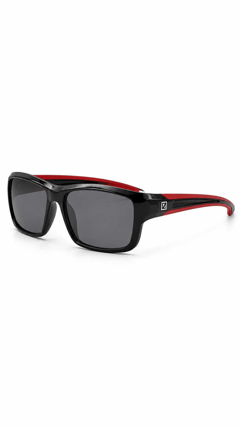 specsaver Glossy Black Sport Rectangular Sunglasses – Grey Lenses