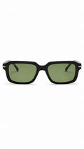 BOSS 1596/S Black Rectangular Sunglasses with Green Lenses (53mm)