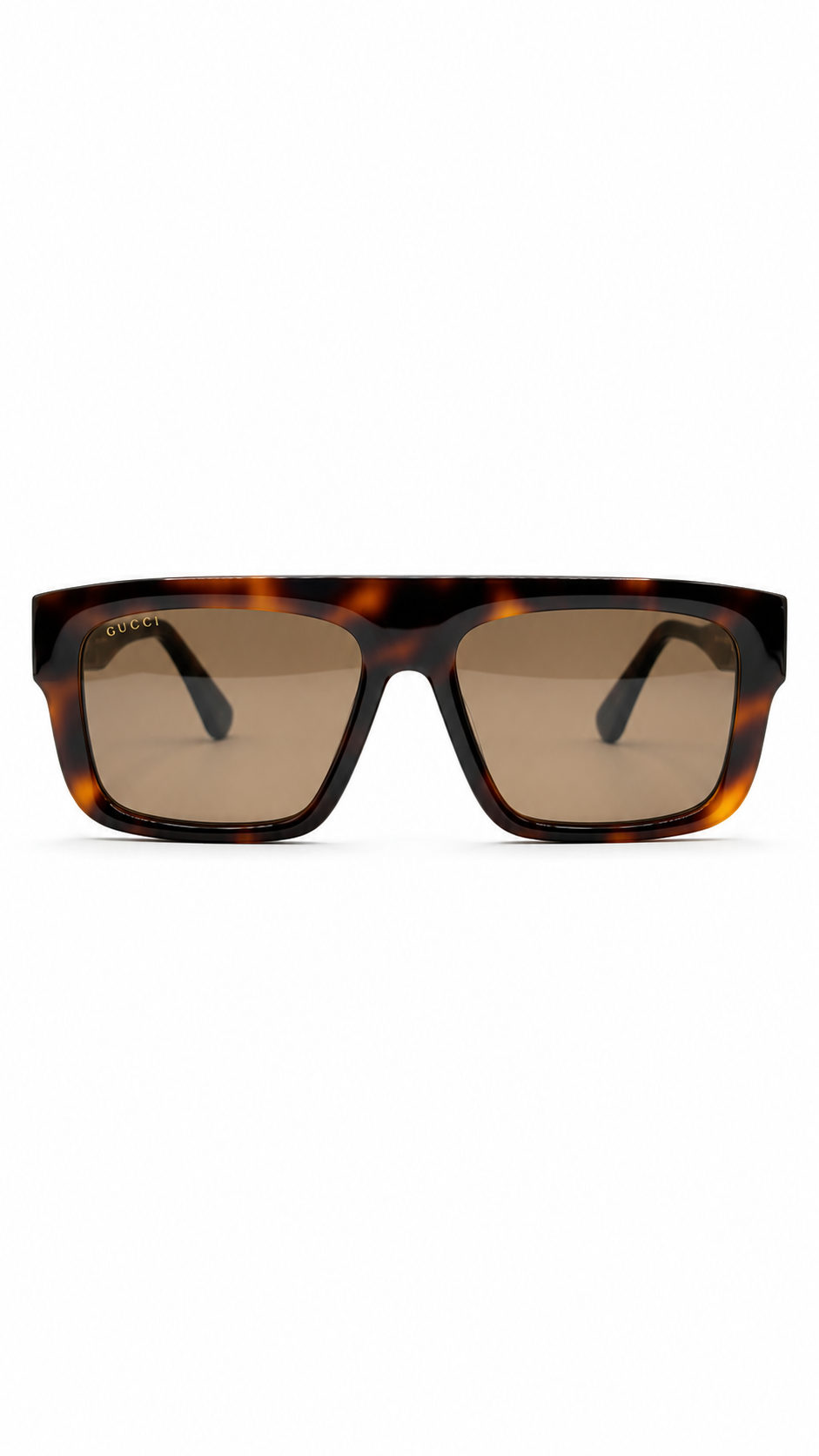 Gucci GG 1461S Flat Top Havana Tortoiseshell Sunglasses – Brown Lenses (55mm)