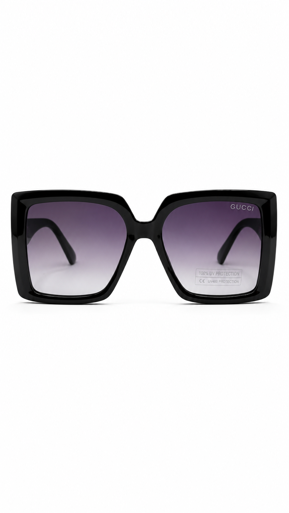 Gucci 338806 Square Oversized Sunglasses – Black Frame with Teal Temples (54mm)