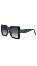 Gucci 338806 Square Oversized Sunglasses – Black Frame with Teal Temples (54mm)