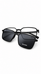 Ray-Ban RX8089 Matte Black Square Optical Frames with Polarized Clip-On Lenses (54mm)