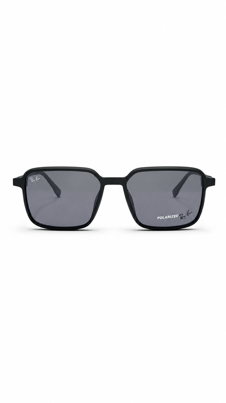 Ray-Ban RX8089 Matte Black Square Optical Frames with Polarized Clip-On Lenses (54mm)