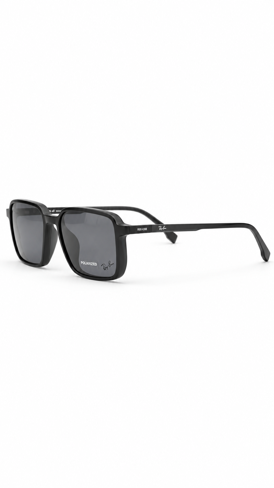 Ray-Ban RX8089 Matte Black Square Optical Frames with Polarized Clip-On Lenses (54mm)