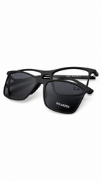 Ray-Ban RX7056 Matte Black Square Optical Frames with Polarized Clip-On Lenses (53mm)