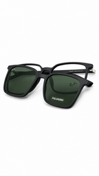 Ray-Ban RX8073 Matte Black Square Optical Frames with Polarized Clip-On Lenses (54mm)