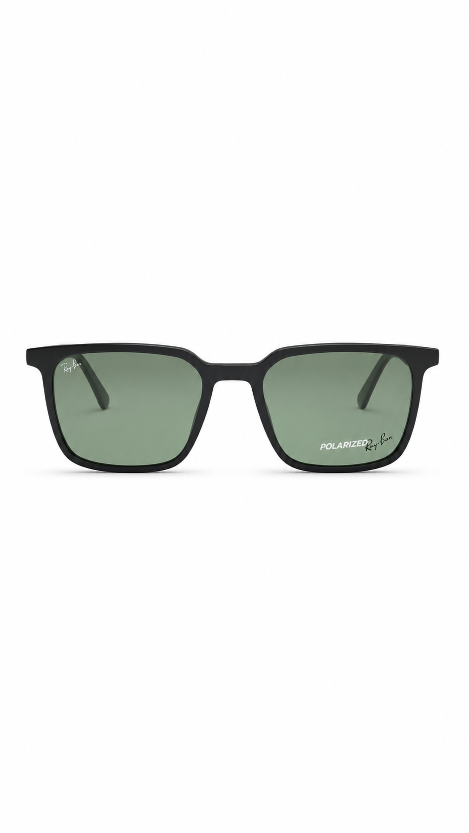 Ray-Ban RX8073 Matte Black Square Optical Frames with Polarized Clip-On Lenses (54mm)