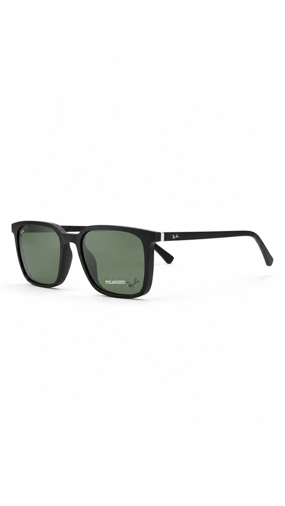 Ray-Ban RX8073 Matte Black Square Optical Frames with Polarized Clip-On Lenses (54mm)