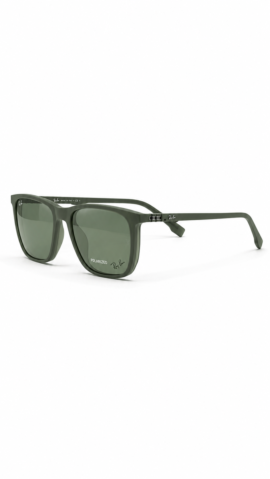 Ray-Ban RX8092 Matte Olive Green Square Optical Frames with Polarized Clip-On Lenses (54mm)