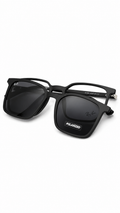 Ray-Ban RX8073 Matte Black Square Optical Frames with Polarized Clip-On Lenses (54mm)