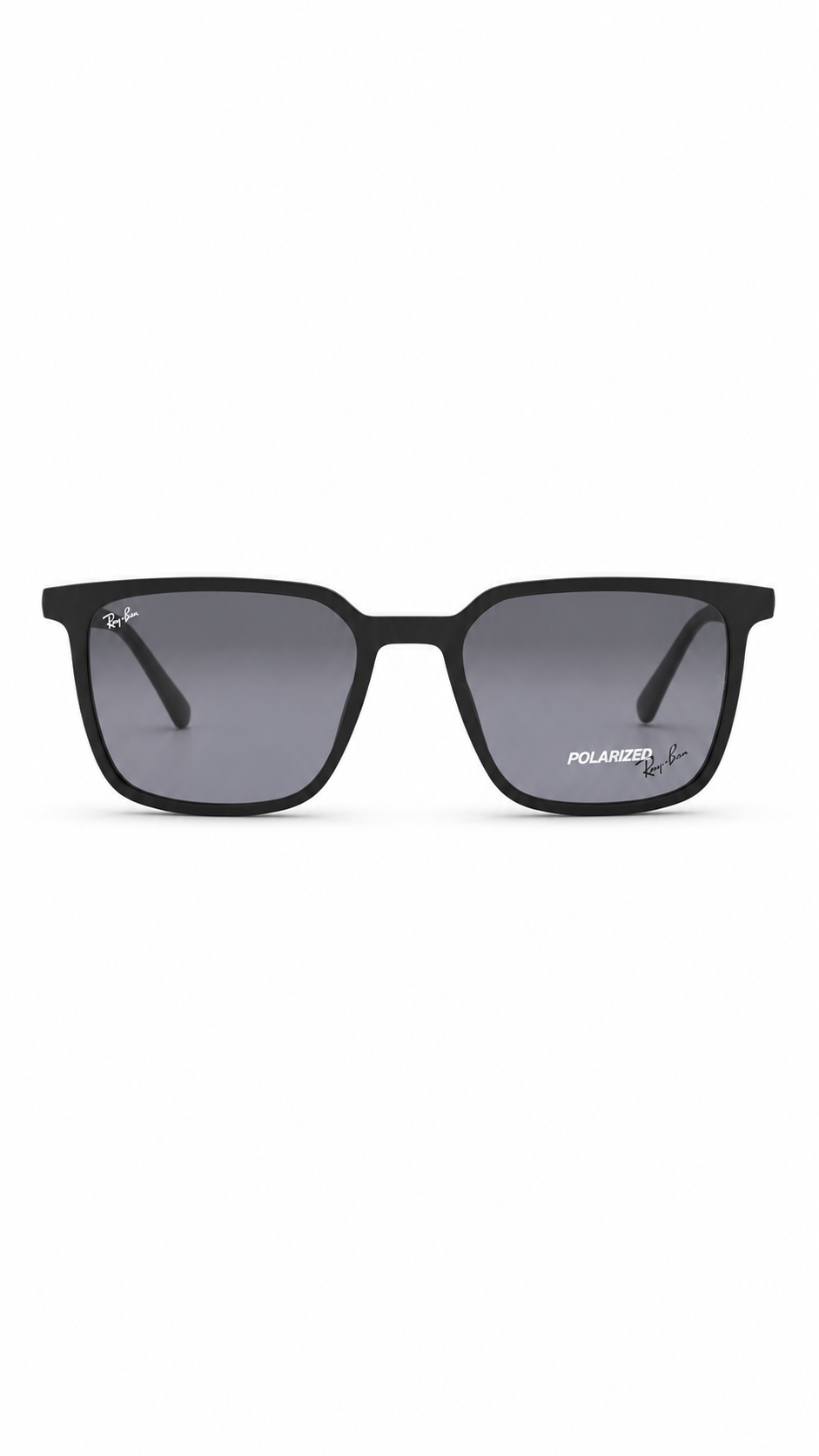Ray-Ban RX8073 Matte Black Square Optical Frames with Polarized Clip-On Lenses (54mm)