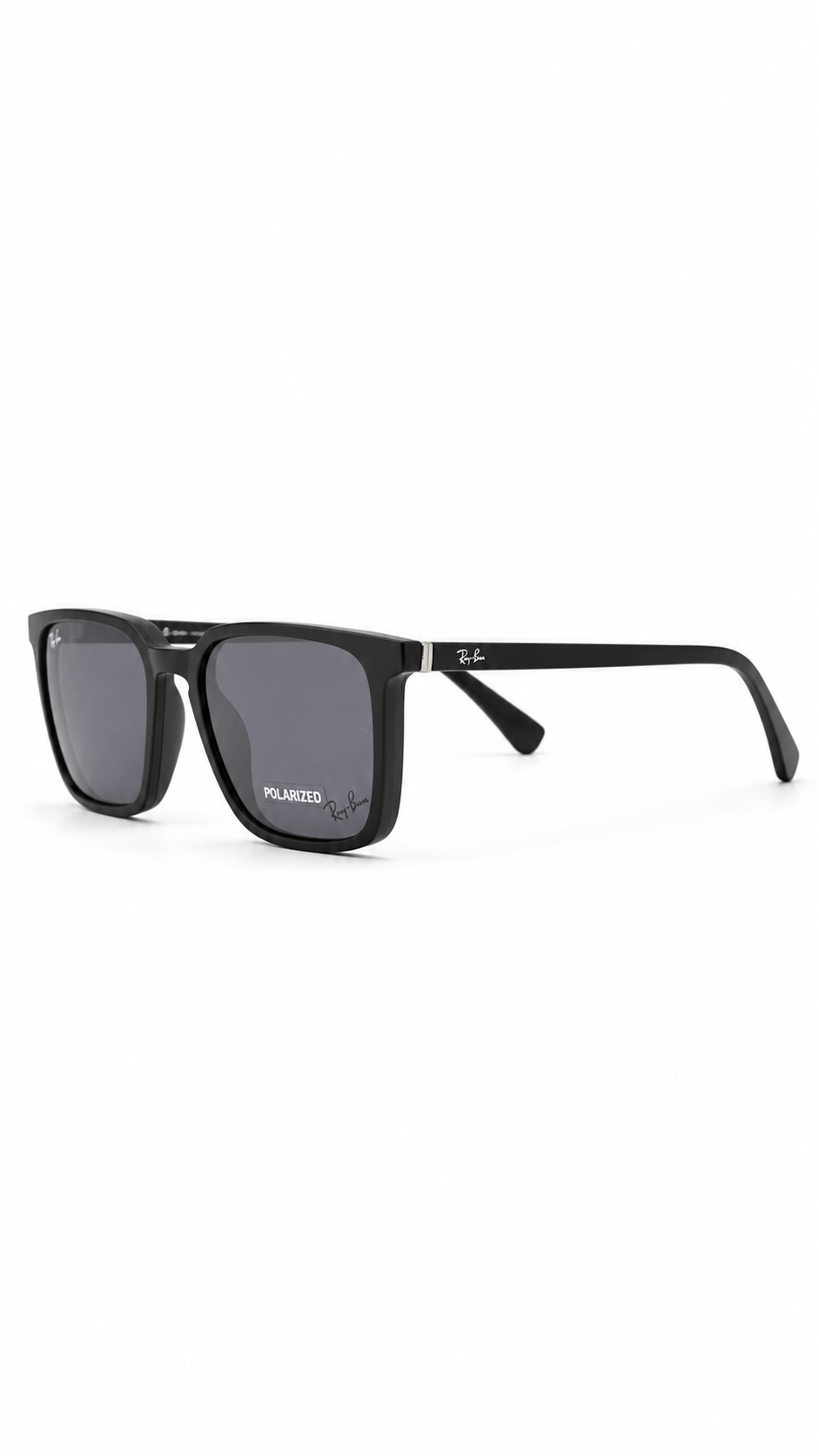 Ray-Ban RX8073 Matte Black Square Optical Frames with Polarized Clip-On Lenses (54mm)