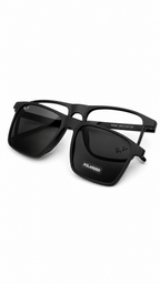 Ray-Ban RX8065 Matte Black Square Optical Frames with Polarized Clip-On Lenses (54mm)