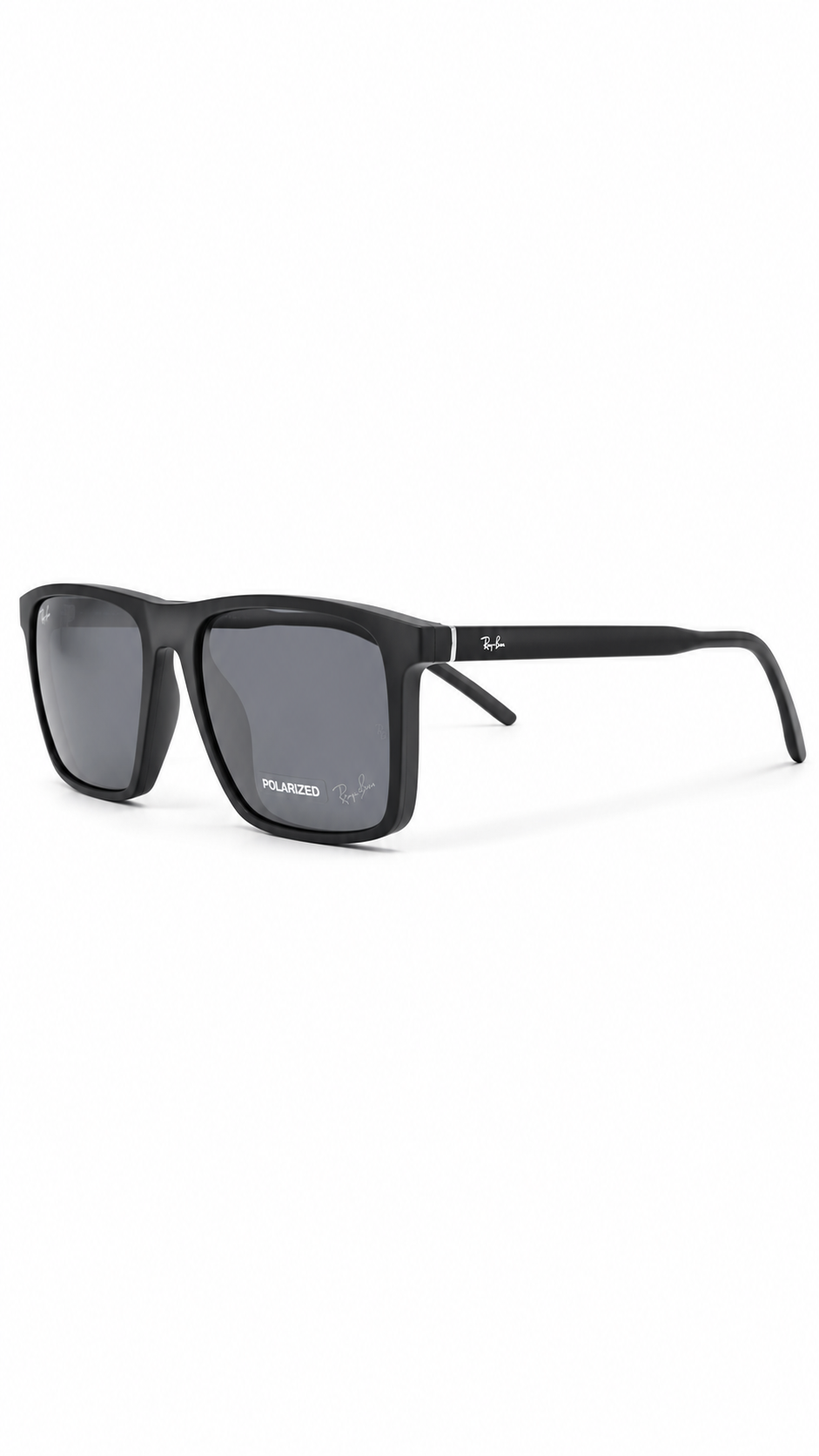 Ray-Ban RX8065 Matte Black Square Optical Frames with Polarized Clip-On Lenses (54mm)