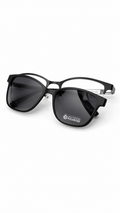 Mondo 0568 Matte Black Square Optical Frames with Polarized Clip-On Lenses (53mm)