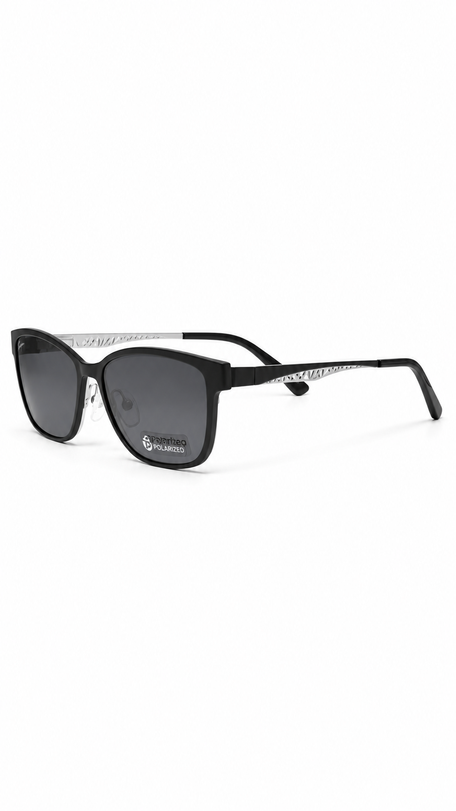 Mondo 0568 Matte Black Square Optical Frames with Polarized Clip-On Lenses (53mm)