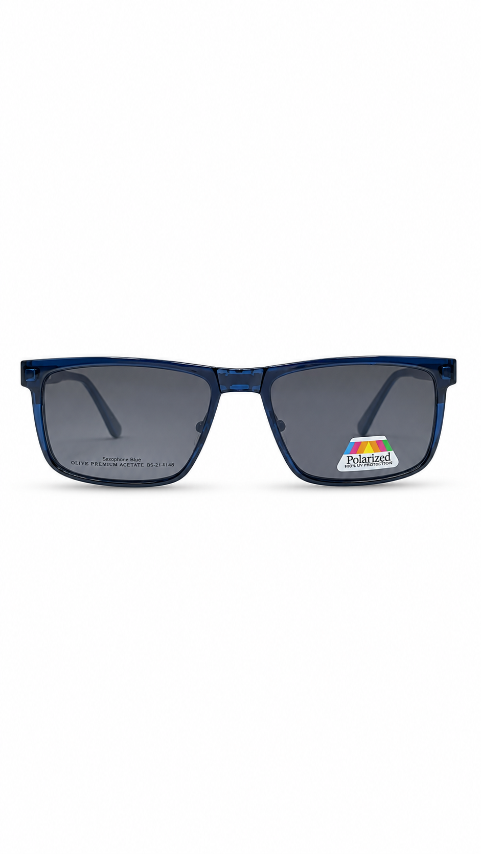 Olive Premium PLE004SP Matte Dark Blue Eyeglasses with Polarized Clip-On Lenses (56mm)